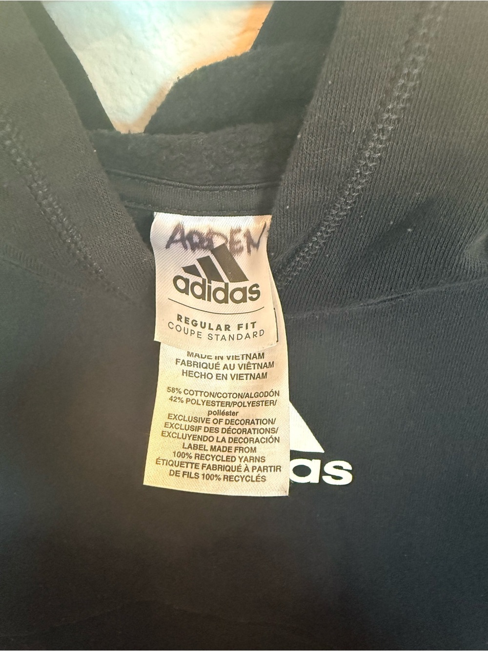 adidas Black & Gray Hoodie with White Logo - Picture 4 of 5